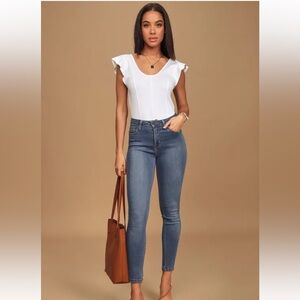 Medium wash high rise skinny jeans